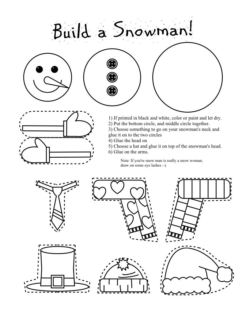 Frugal Edmonton Mama: Frugal Crafts: Preschool Snowman Shape Cutting - Free Printable Crafts For Preschoolers