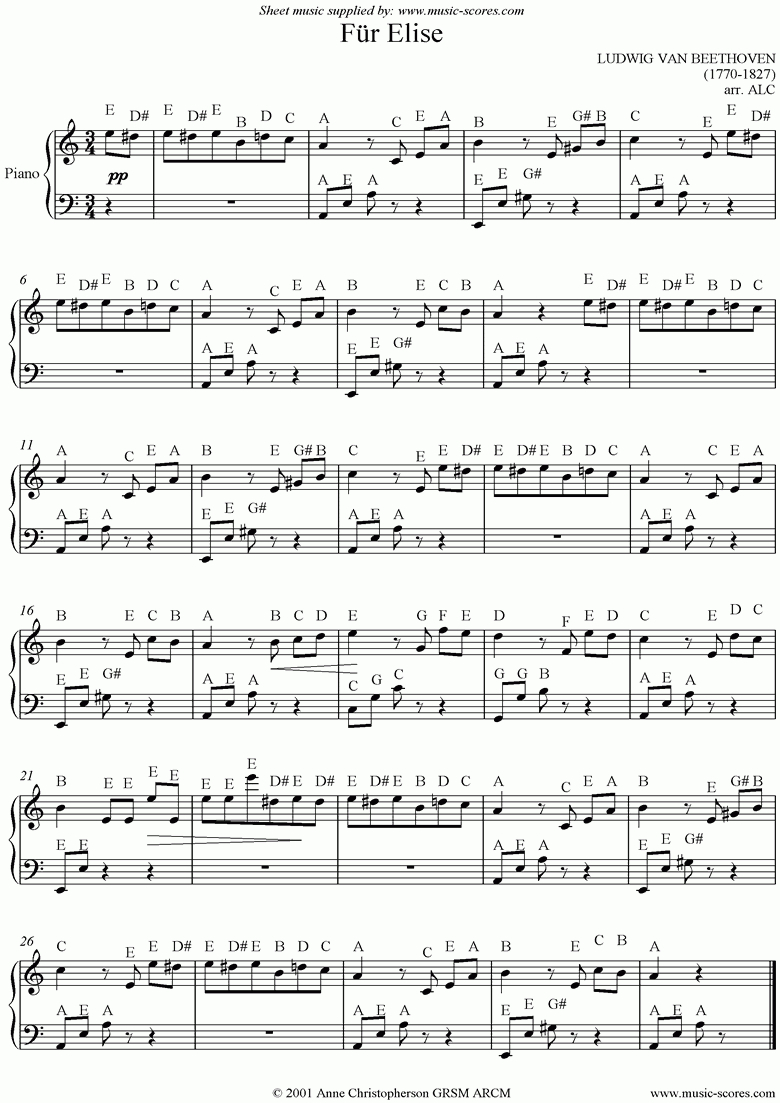 Printable Fur Elise Sheet Music Sheet Clarinet Elise Fur Classical 