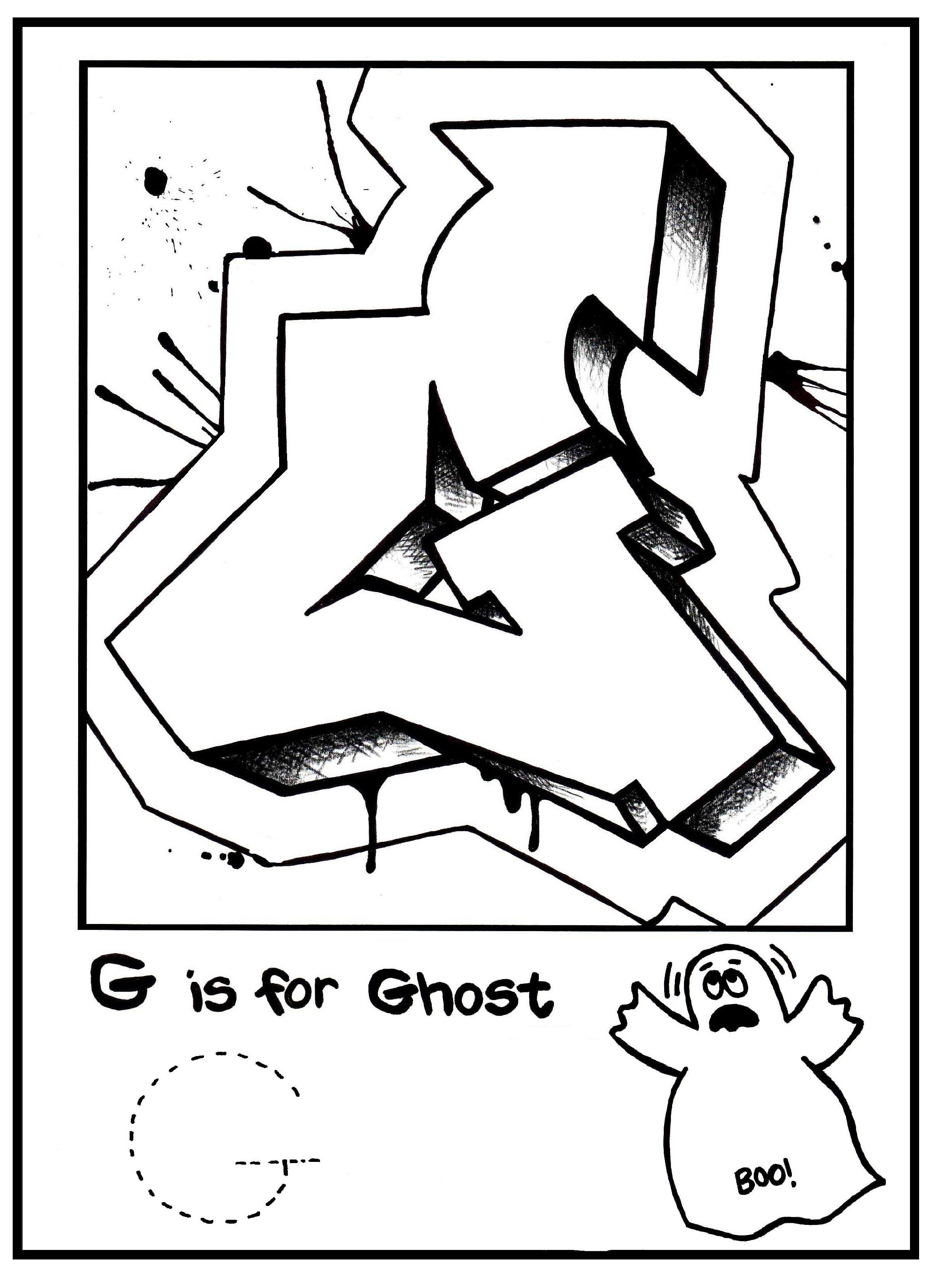 G Is For Graffiti: Alphabet Coloring Book- Free Coloring Page - Free Printable Graffiti Letters Az