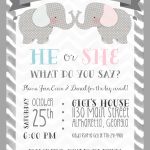 Gender Reveal   Party Invitation   Elephant Theme   Little Peanut   Free Printable Gender Reveal Invitations