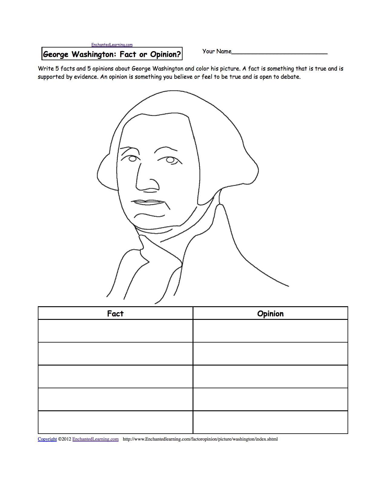 George Washington - Enchantedlearning - Free Printable George Washington Worksheets