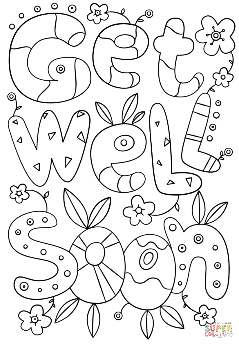 Get Well Soon Doodle Coloring Page | Free Printable Coloring Pages - Free Printable Get Well Soon Cards