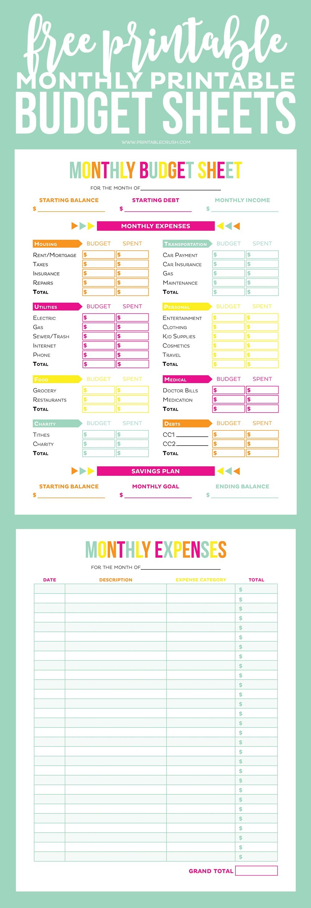 Free Printable Finance Sheets | Free Printable