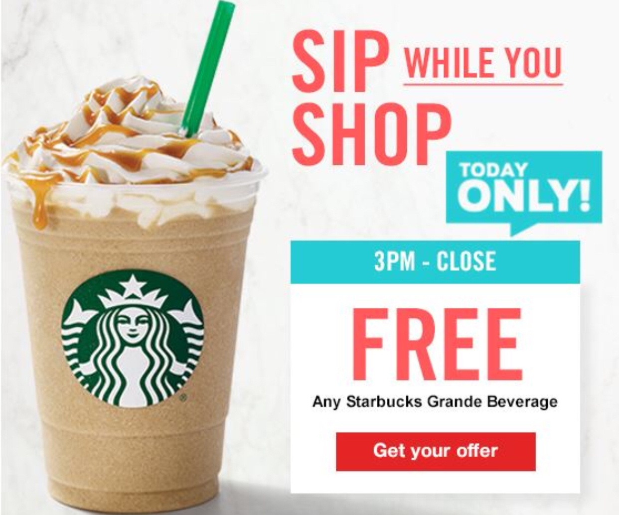 Giant: Free Starbucks Grande Beverage {Today Only} - Ftm - Free Starbucks Coupon Printable