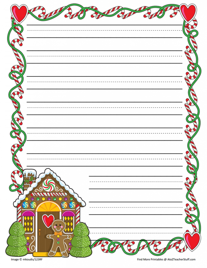 Gingerbread Printable Border Paper With And Without Lines- 4 Designs - Free Printable Page Borders Christmas