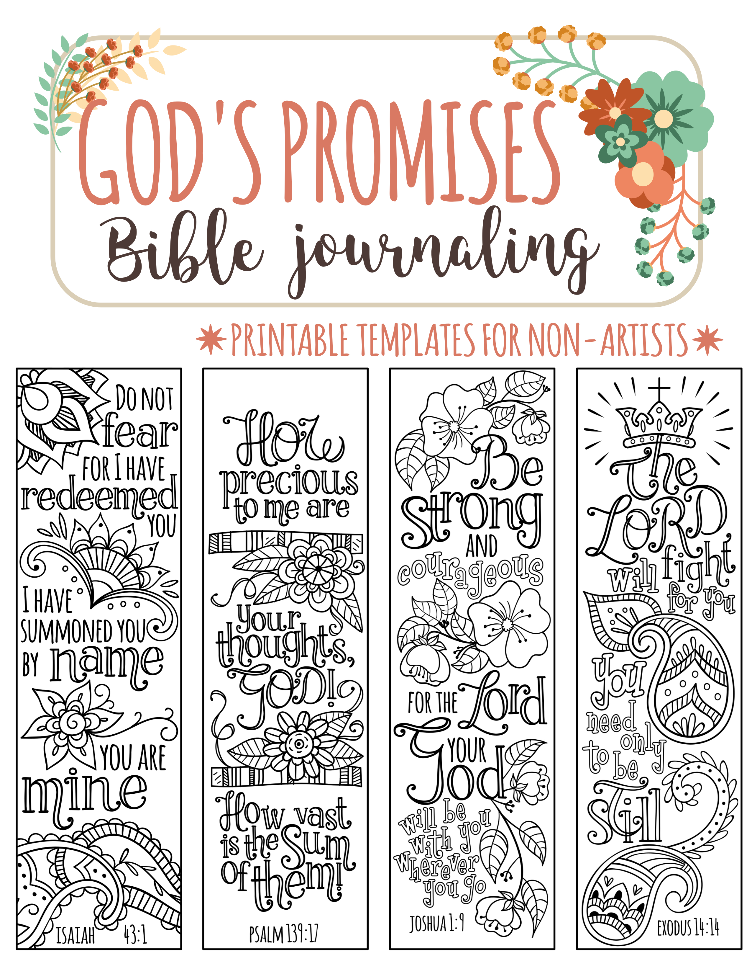 God&amp;#039;s Promises - Bible Journaling Printable Templates, Illustrated - Free Printable Bible Bookmarks Templates