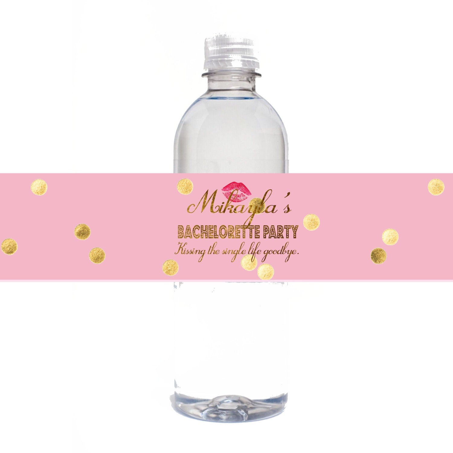 Gold Bachelorette Party Personalized Water Bottle Labels | Etsy - Free Printable Water Bottle Labels Bachelorette