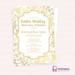 Golden Wedding Anniversary Invitation Template | 50Th Wedding   Free Printable 60Th Wedding Anniversary Invitations
