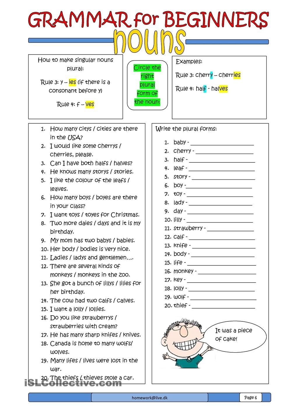 Grammar For Beginners: Nouns (2) | Free Esl Worksheets | Useful - Free Printable English Lessons For Beginners