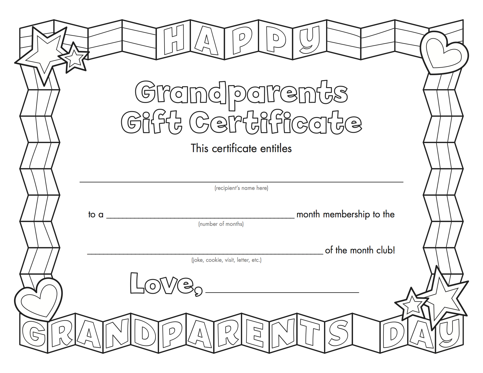 Grandparents Certificate Free Printable Free Printable