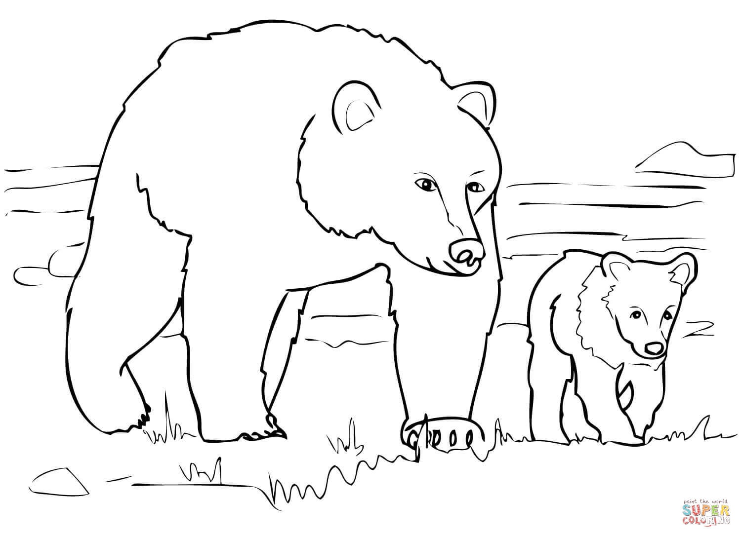 Grizzly Bear Family Coloring Page | Free Printable Coloring Pages - Polar Bear Printable Pictures Free