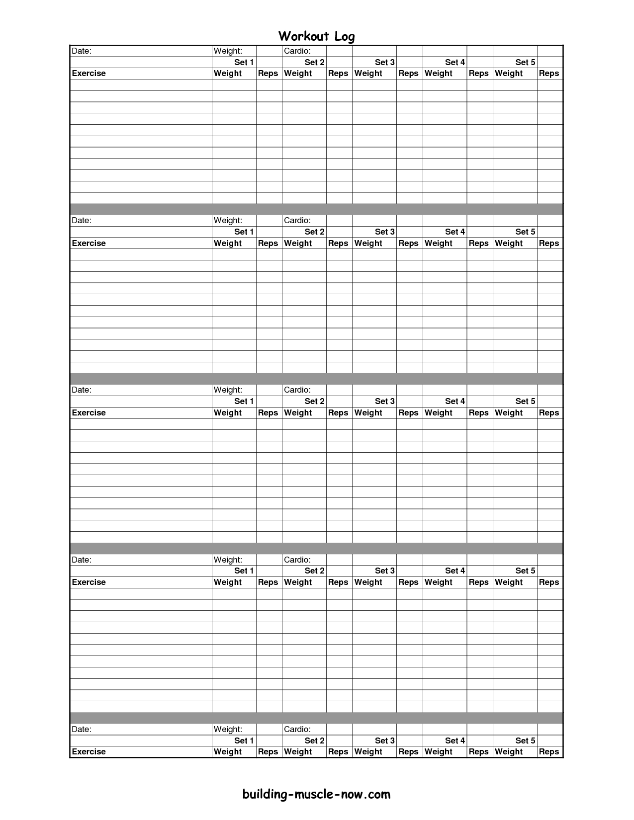 Free Printable Workout Logs 3 Designs For Your Needs Free Printable 