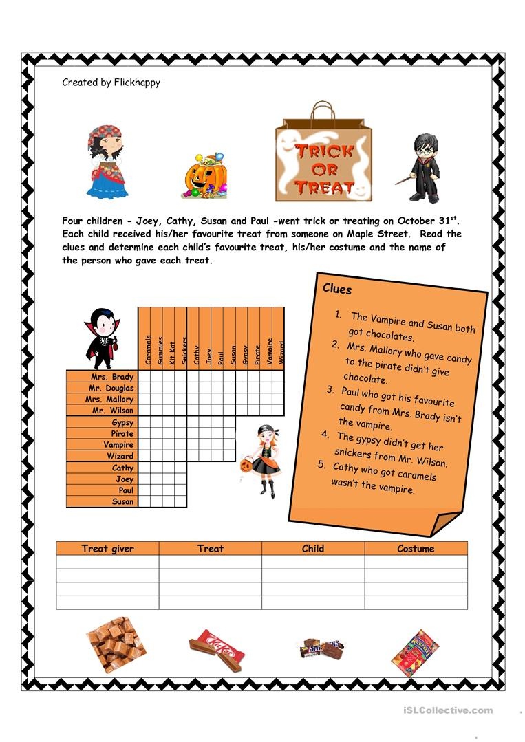 Halloween Logic Puzzle Worksheet - Free Esl Printable Worksheets - Halloween Puzzle Printable Free