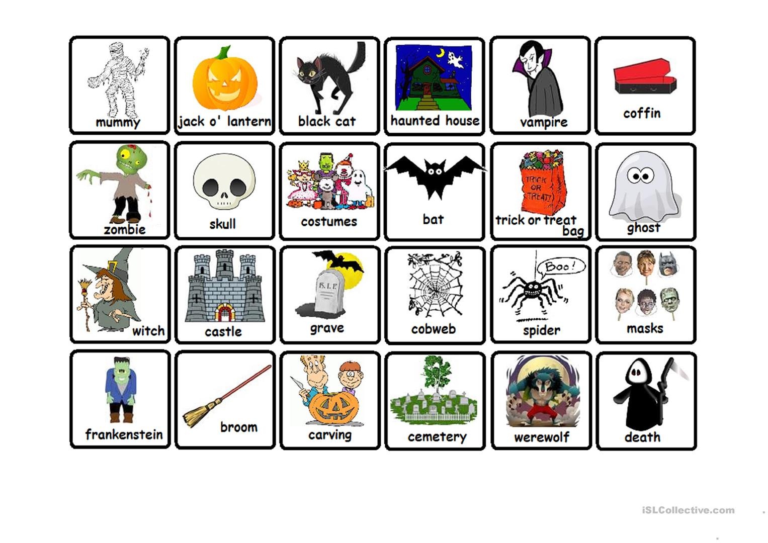 Halloween Memory Game Worksheet - Free Esl Printable Worksheets Made - Free Printable Memory Exercises
