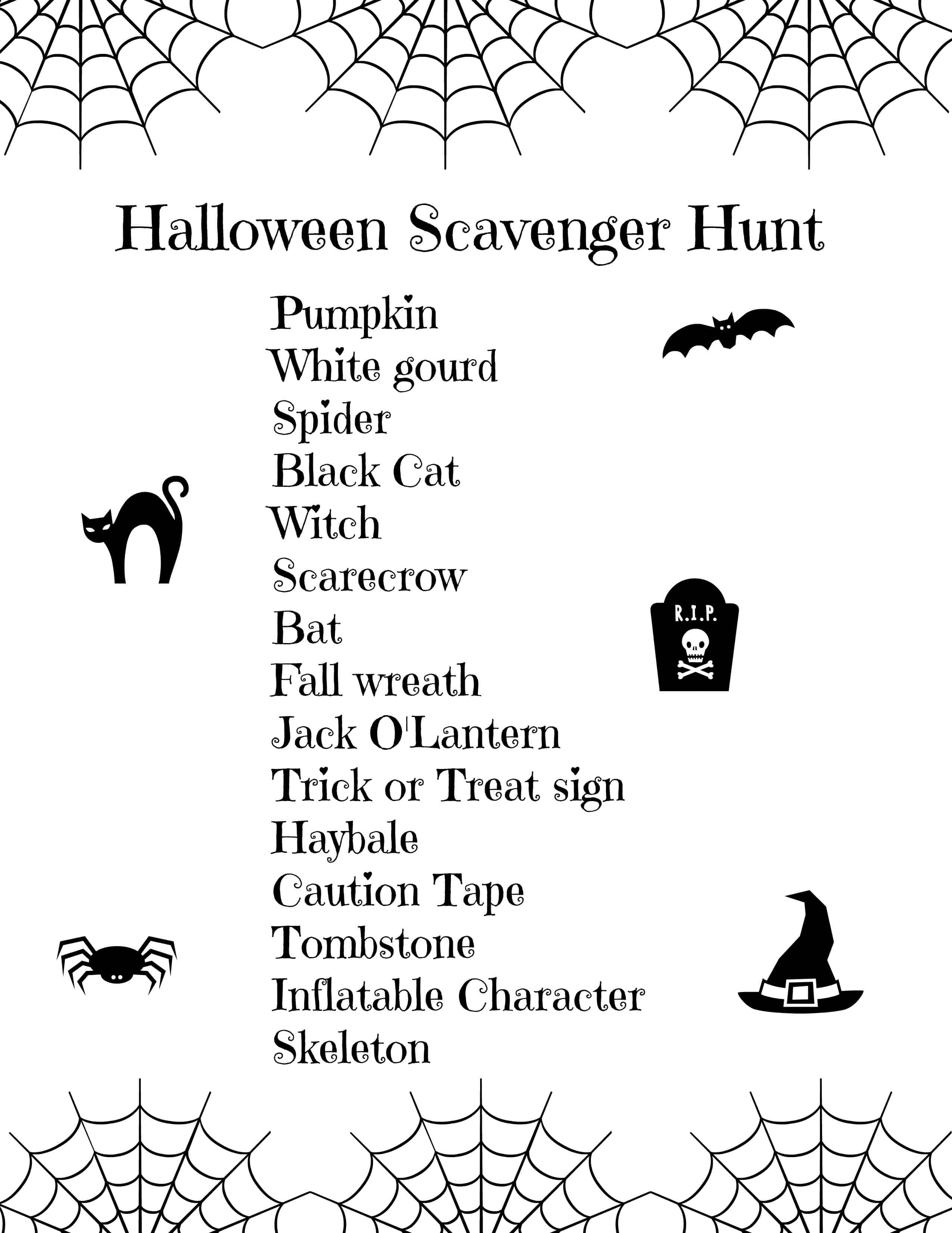 Halloween Scavenger Hunt For Kids (Free Printable) - Free Printable Halloween Scavenger Hunt