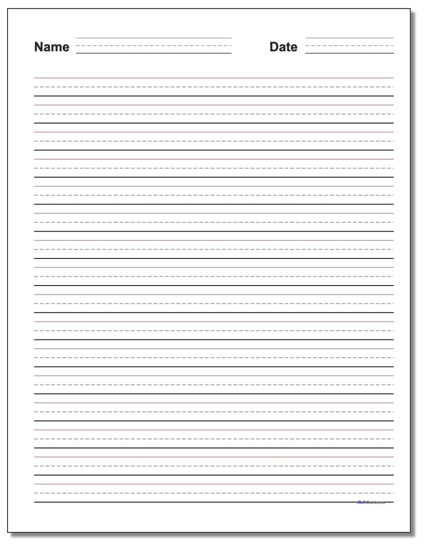 Handwriting Paper - Blank Handwriting Worksheets Printable Free
