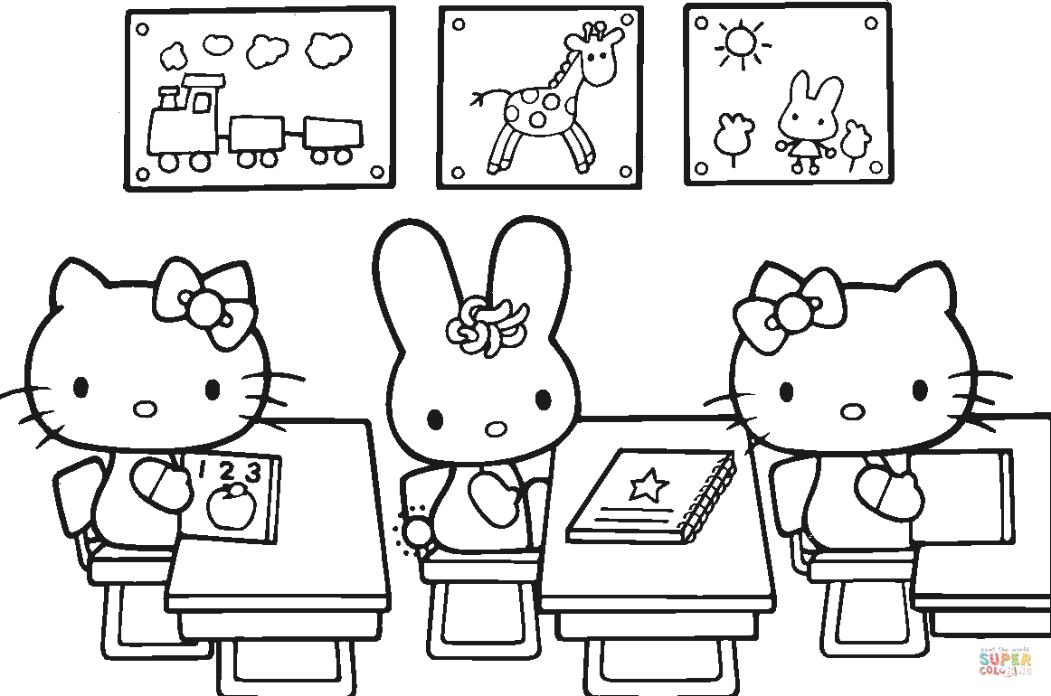 Hello Kitty Back To School Coloring Page | Free Printable Coloring Pages - Free Printable First Day Of School Coloring Pages