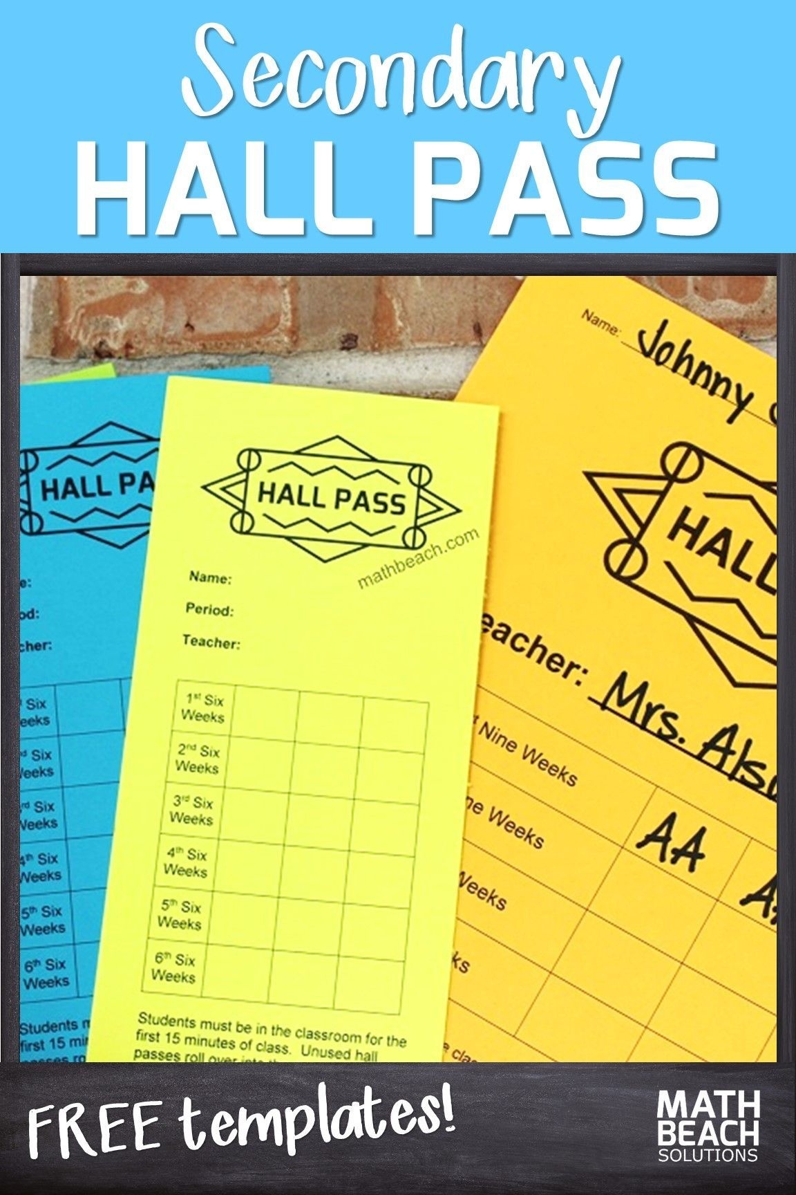 High School Hall Pass | Classroom Procedures For High School Math - Free Printable Hall Pass Template