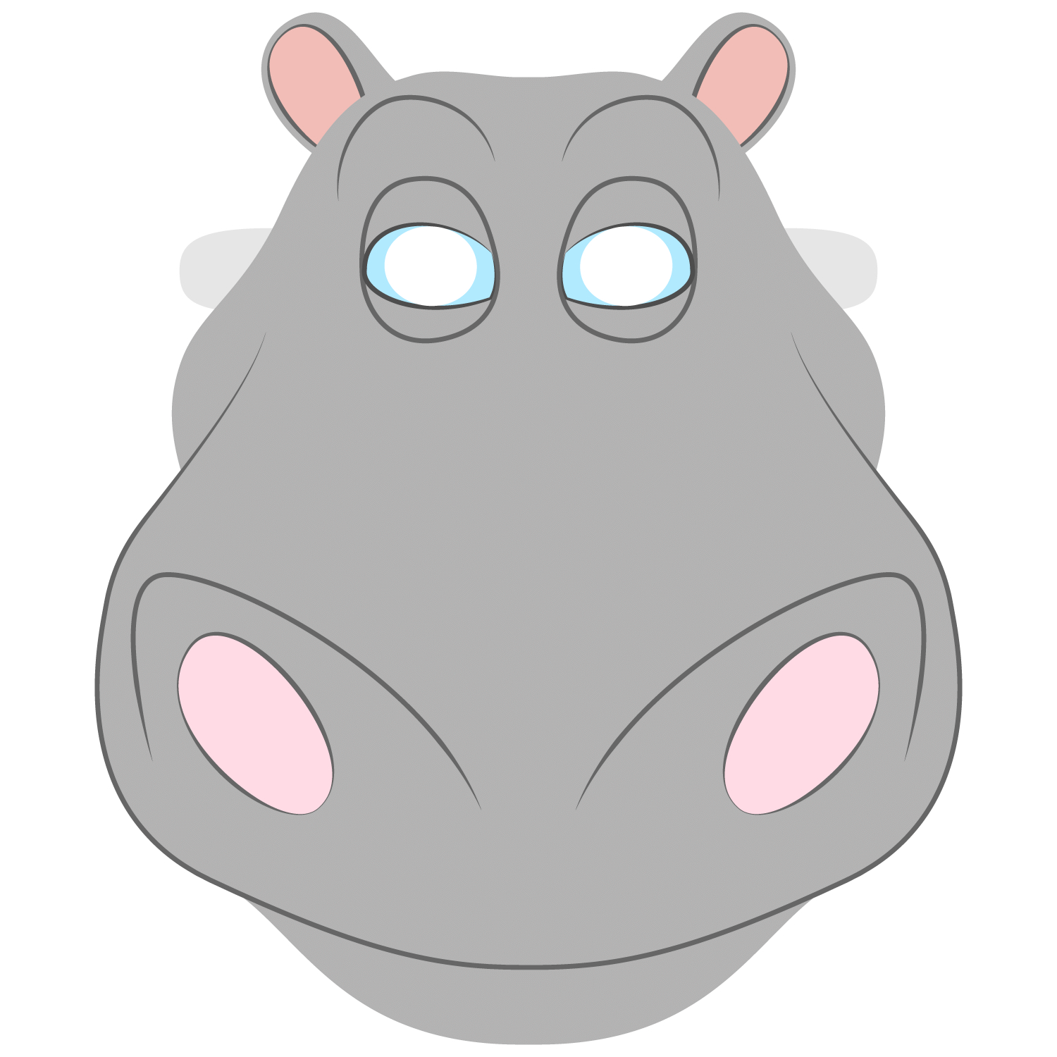 Hippo Mask Template | Free Printable Papercraft Templates - Free Printable Hippo Mask