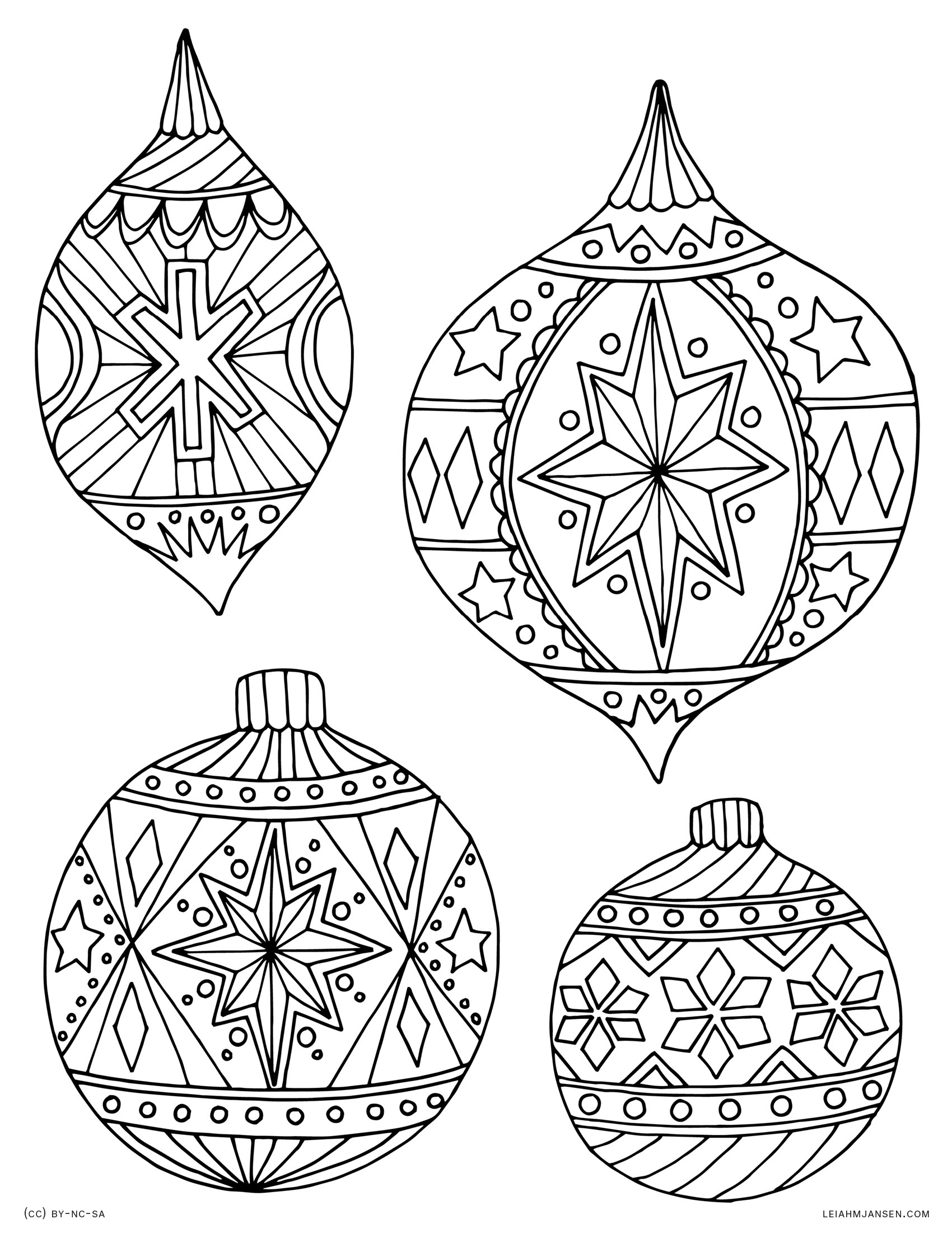Holiday Coloring Pages - Free Printable Christmas Tree Ornaments Coloring Pages