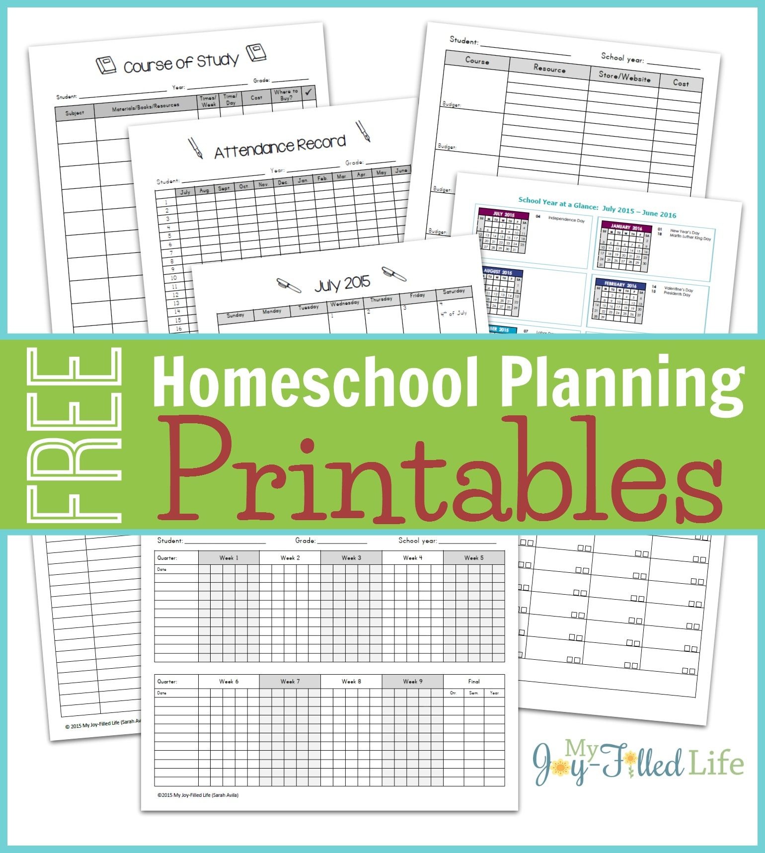 Homeschool Planning Resources &amp;amp; Free Printable Planning Pages - Free Printable Attendance Sheets For Homeschool