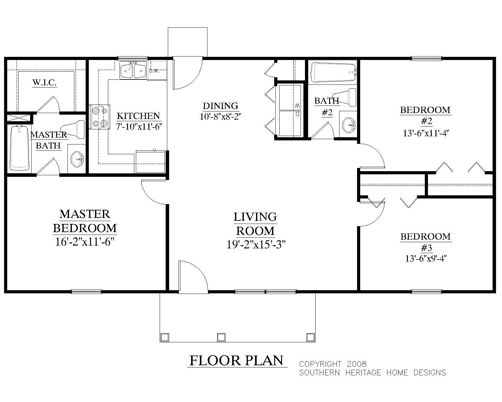 Houseplans.biz | House Plan 1200-A The Korey A - Free Printable Small House Plans