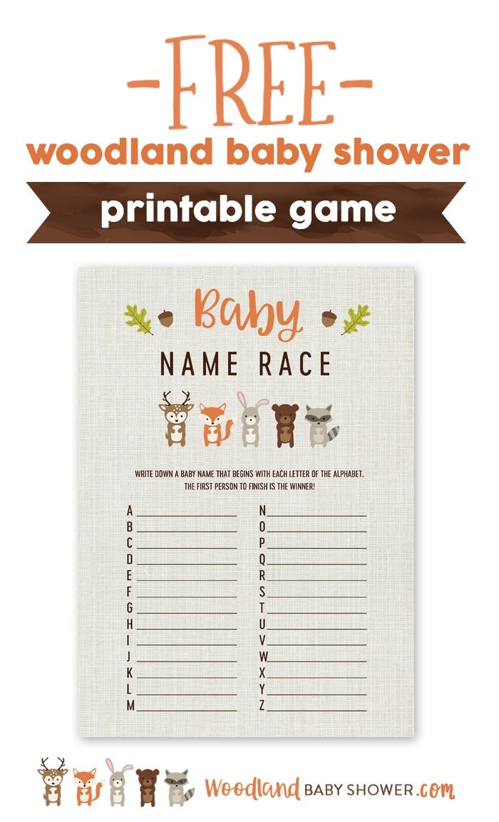 How Many Baby Names Do You Know? The Woodland Baby Name Race Is Very - Baby Name Race Free Printable