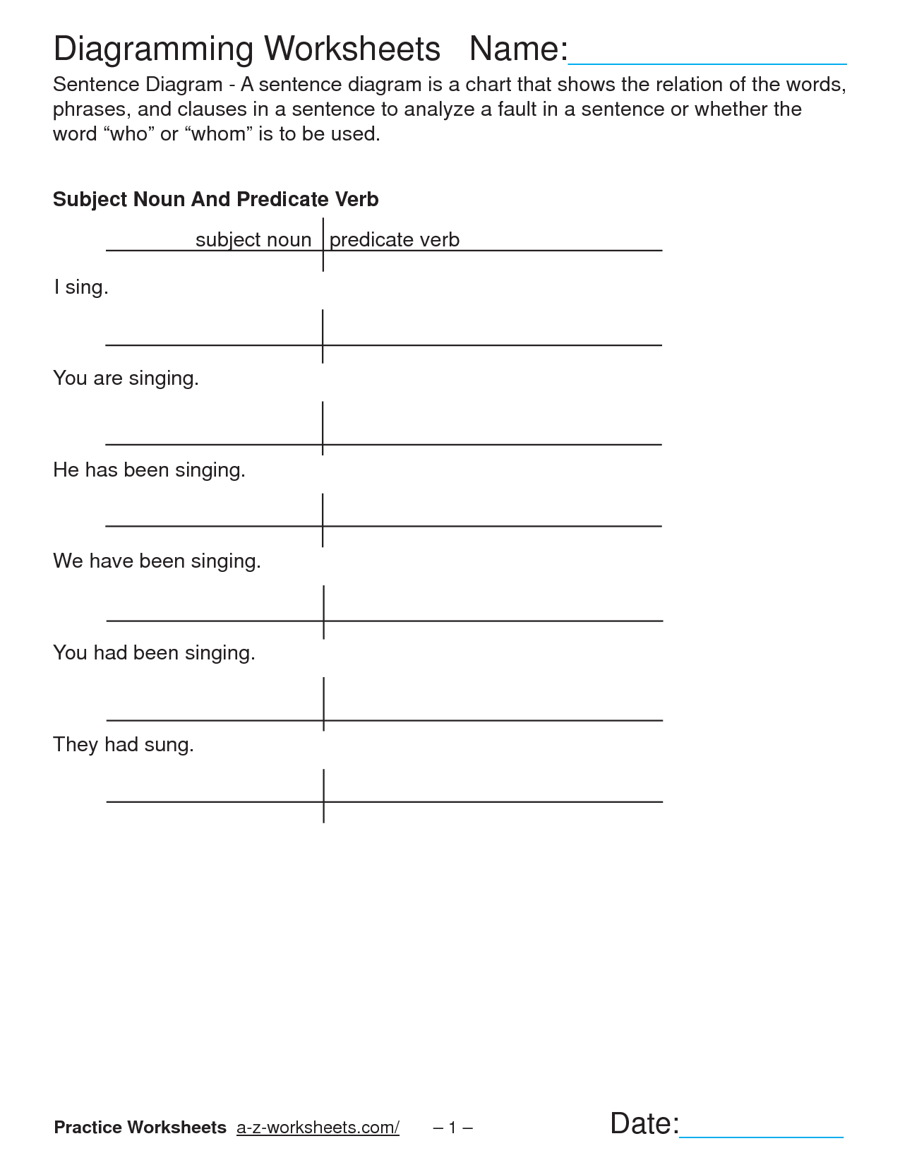 Diagramming Sentences With Direct Objects Worksheet