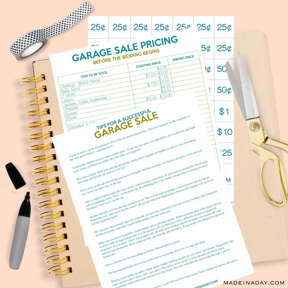 How To Host The Perfect Garage Sale Printable Set - Garage Sale Price Tags Free Printable