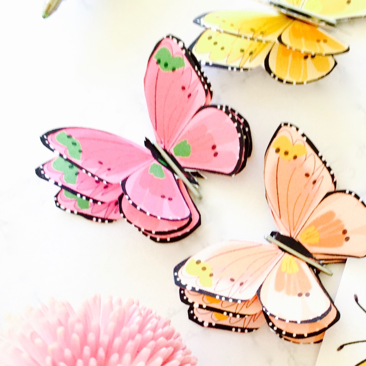How To Make A 3D Paper Butterfly + Free Printable Butterfly Sticker - Free Printable Butterfly Pictures