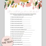 How Well Do You Know The Bride Bridal Shower Game (Whimsical   How Well Do You Know The Bride Game Free Printable