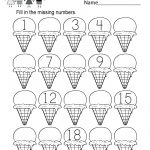 Ice Cream Missing Numbers 1 20 Worksheet For Kindergarten (Free   Free Printable Numbers 1 20 Worksheets