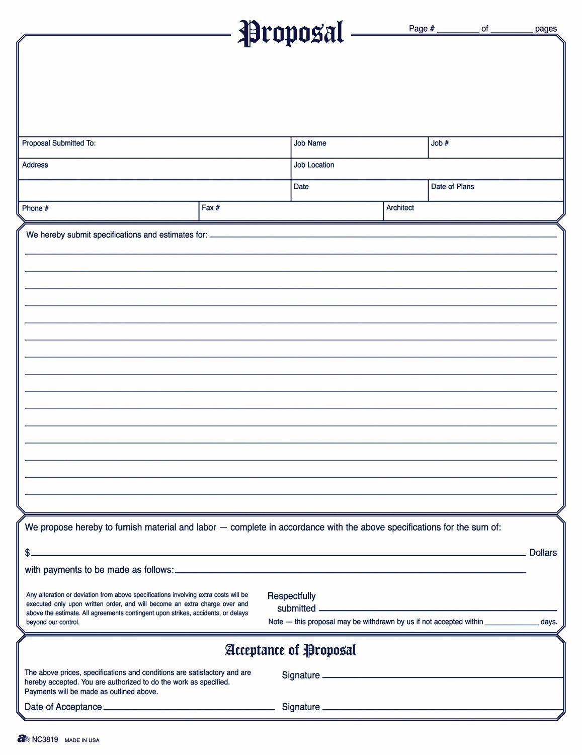 Image Result For General Contractor Forms Templates | Job Proprosals - Free Printable Contractor Proposal Forms