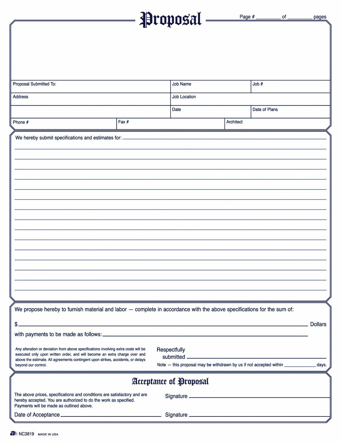 Free Printable Contractor Proposal Forms Free Printable