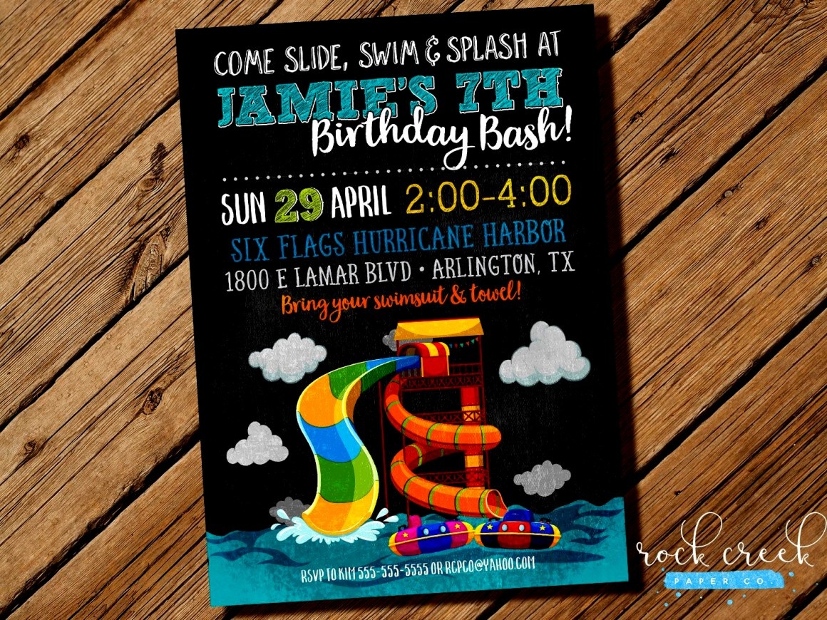 Images Water Park Birthday Invitations Party Invitation For Sale - Free Printable Water Park Birthday Invitations