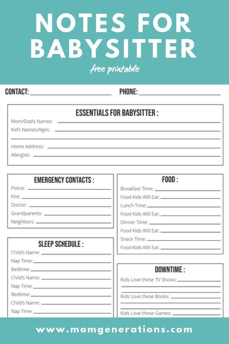 Important Notes To Leave With A Babysitter And A Free Printable For - Babysitter Notes Free Printable