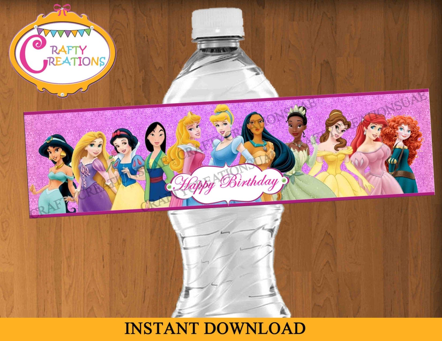Instant Download Disney Princess Water Bottle Labels | Etsy - Free Printable Disney Cars Water Bottle Labels