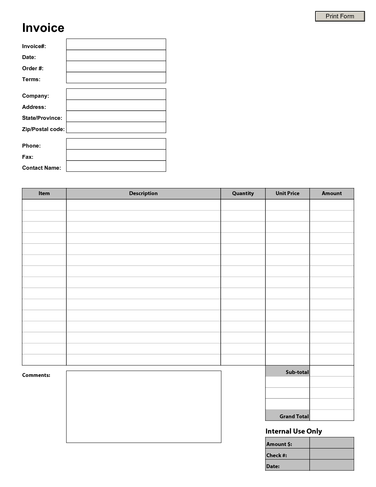 Invoices Printable | Free Printable Invoices | Stuff To Buy - Free Printable Blank Invoice