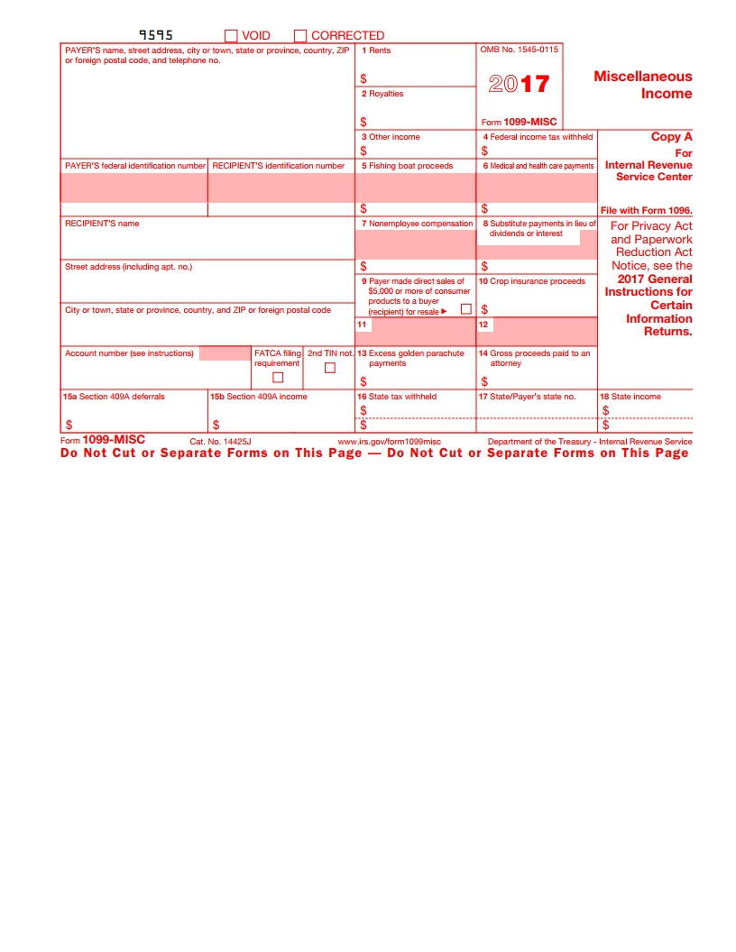 Irs 1099 Misc Form - Free Download, Create, Fill And Print - Free Printable 1099 Form 2016