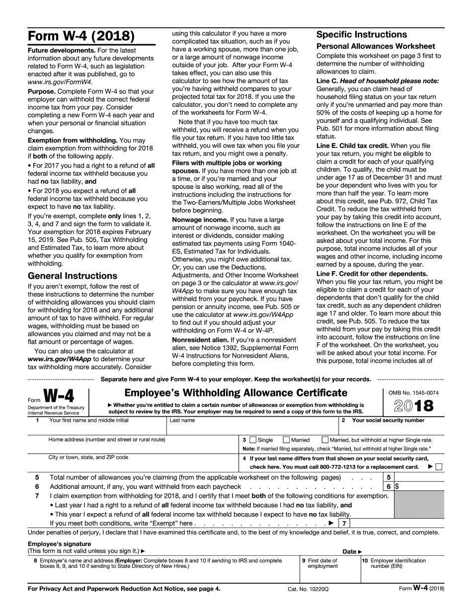 W-4 Form Image