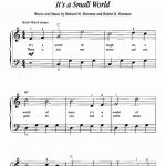 It's A Small World Piano Sheet Music – Guitar Chords – Walt Disney   Free Printable Piano Sheet Music For Popular Songs