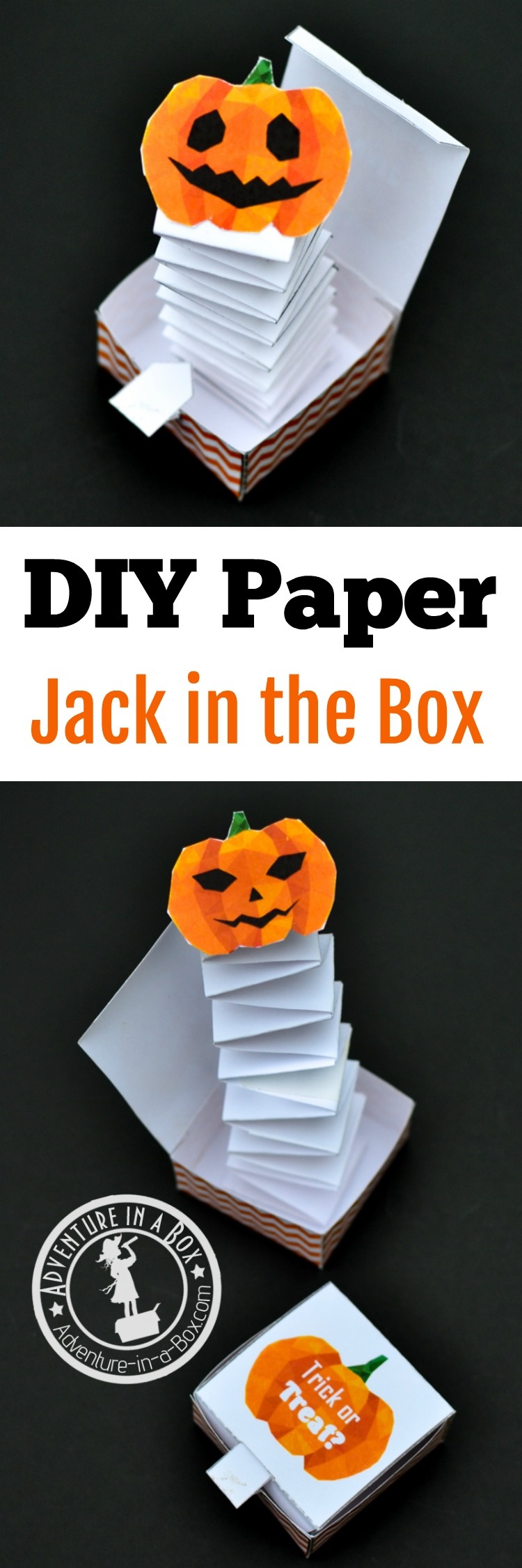 Jack In The Box Paper Toy With A Free Printable Template | Adventure - Free Printable Halloween Paper Crafts