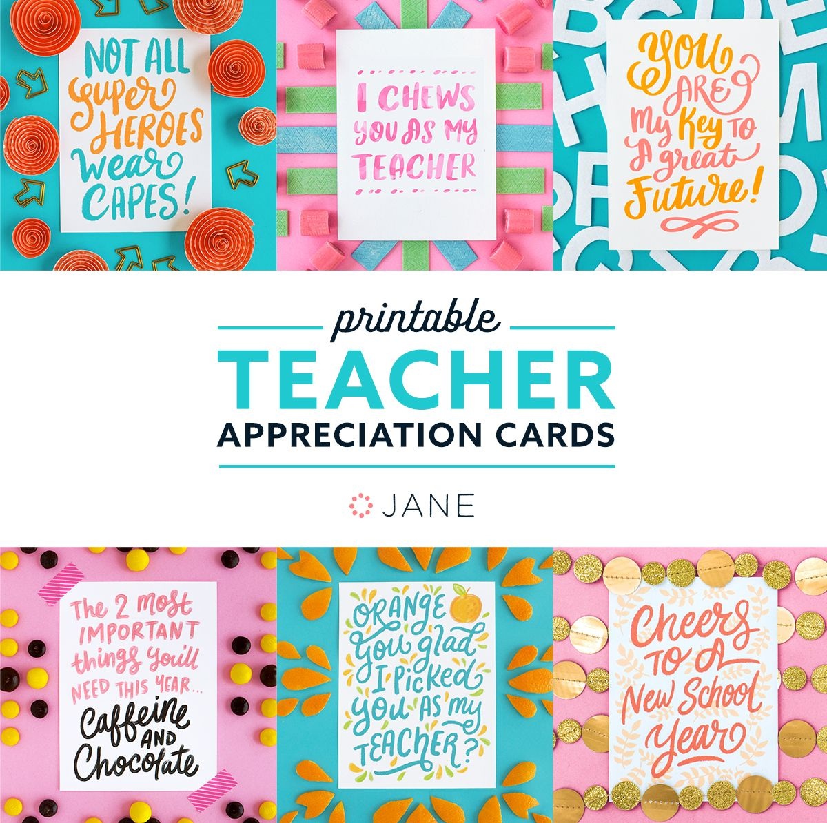 Jane Free Teacher Appreciation Printable Cards | Teacher - Free Teacher Appreciation Week Printable Cards