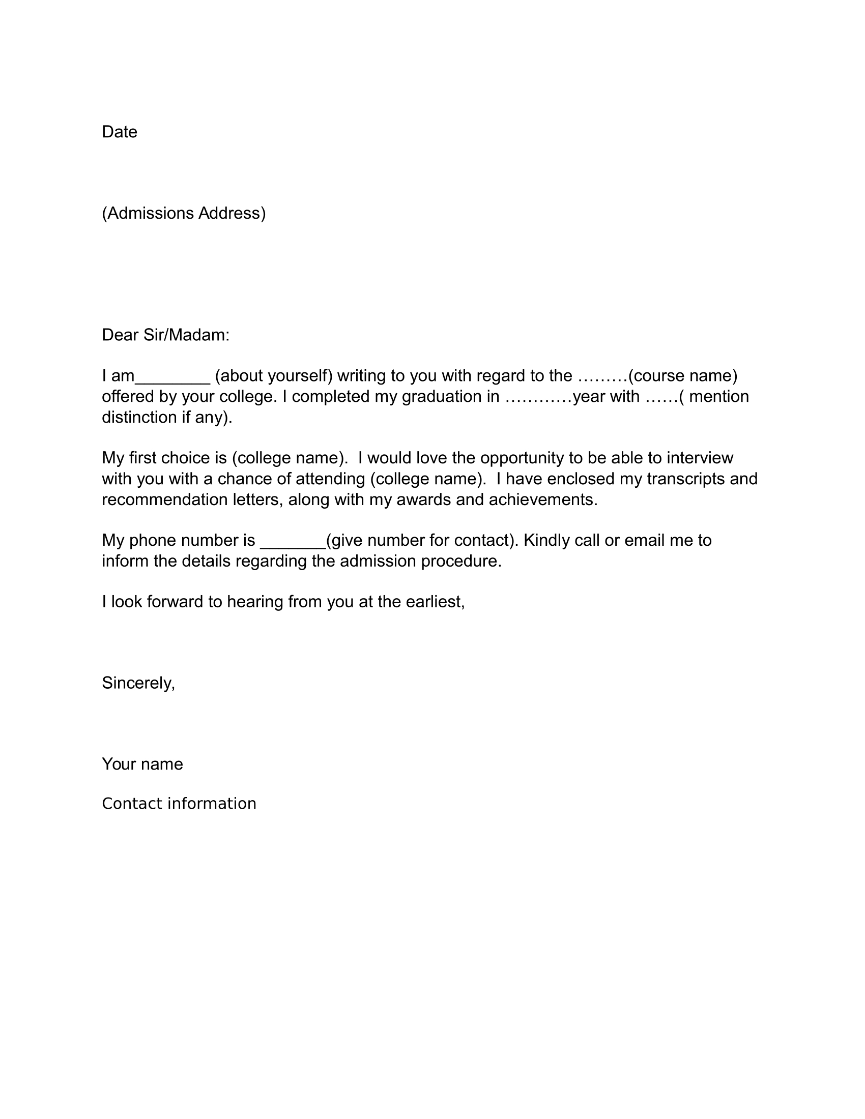 Job Application Letter Sample - Download Free Business Letter - Free Printable Cover Letter Format