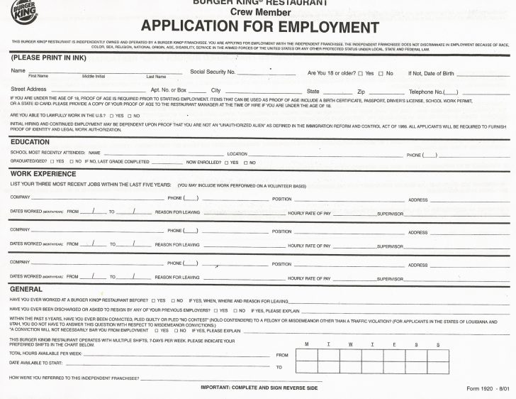Free Printable Job Applications Online