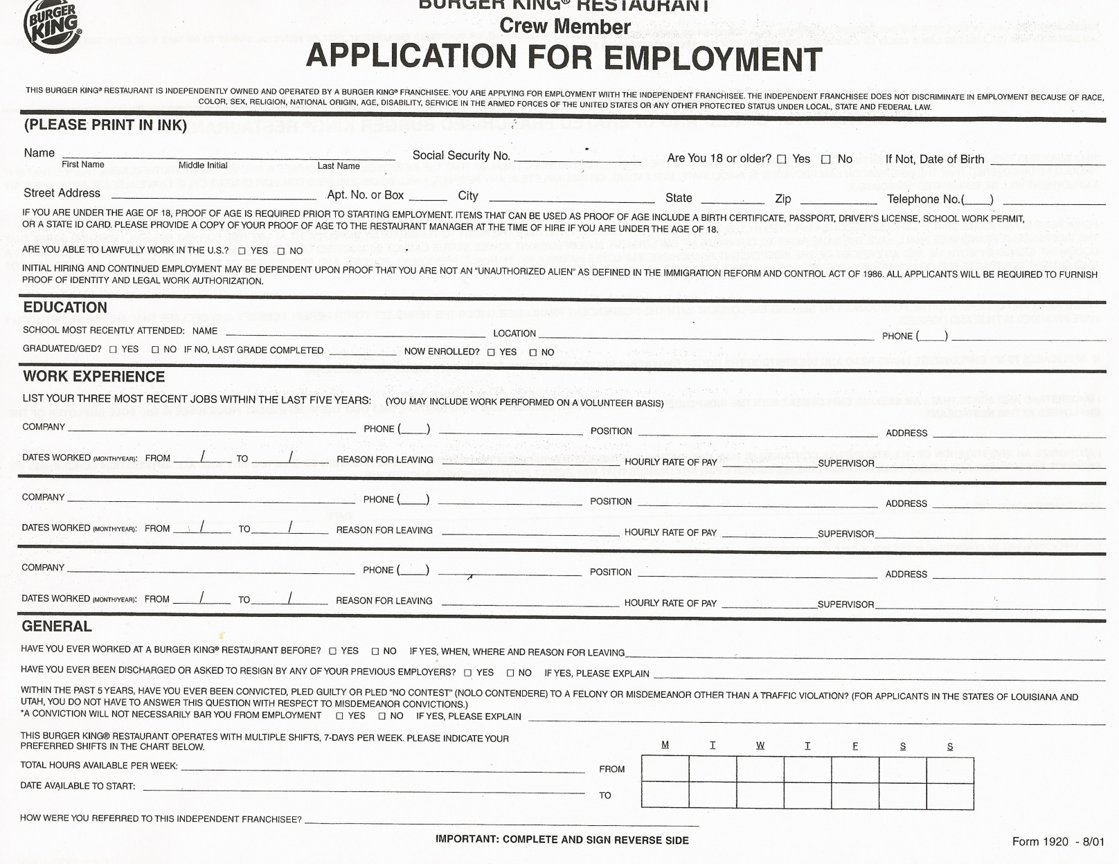 Job Application Printable Job Applications Printable Job Application - Free Printable Job Applications Online