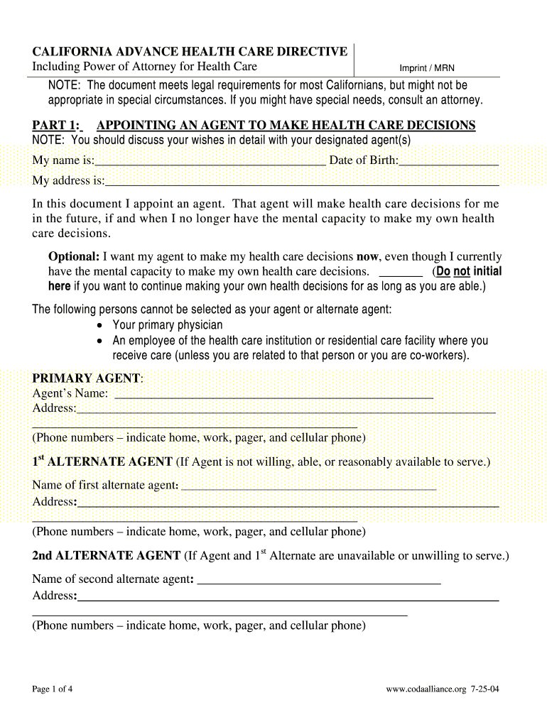 Michigan Advance Directive Printable Form