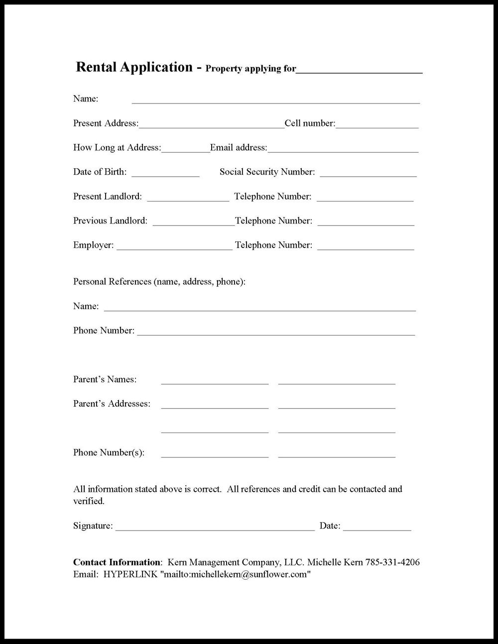 Free Printable House Rental Application Form Free Printable