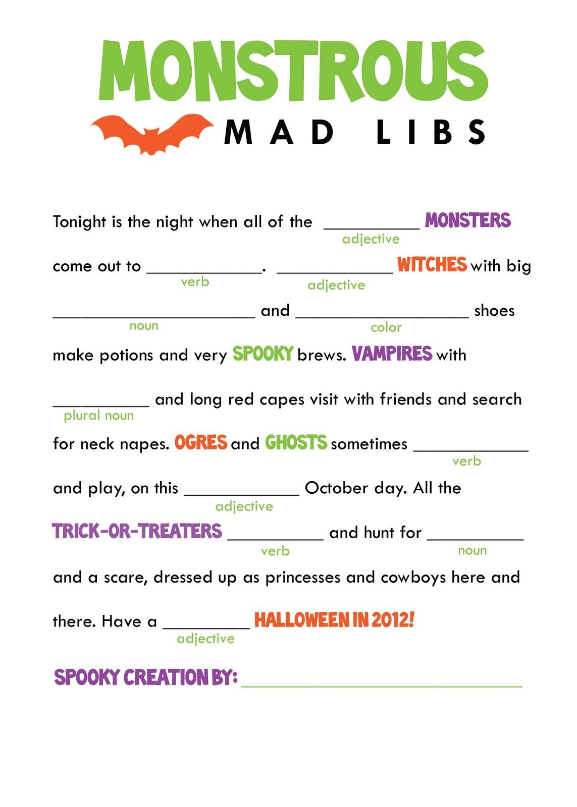 Kids Mad Libs Printable Free - Google Search | Classroom Party - Free Printable Mad Libs For Tweens
