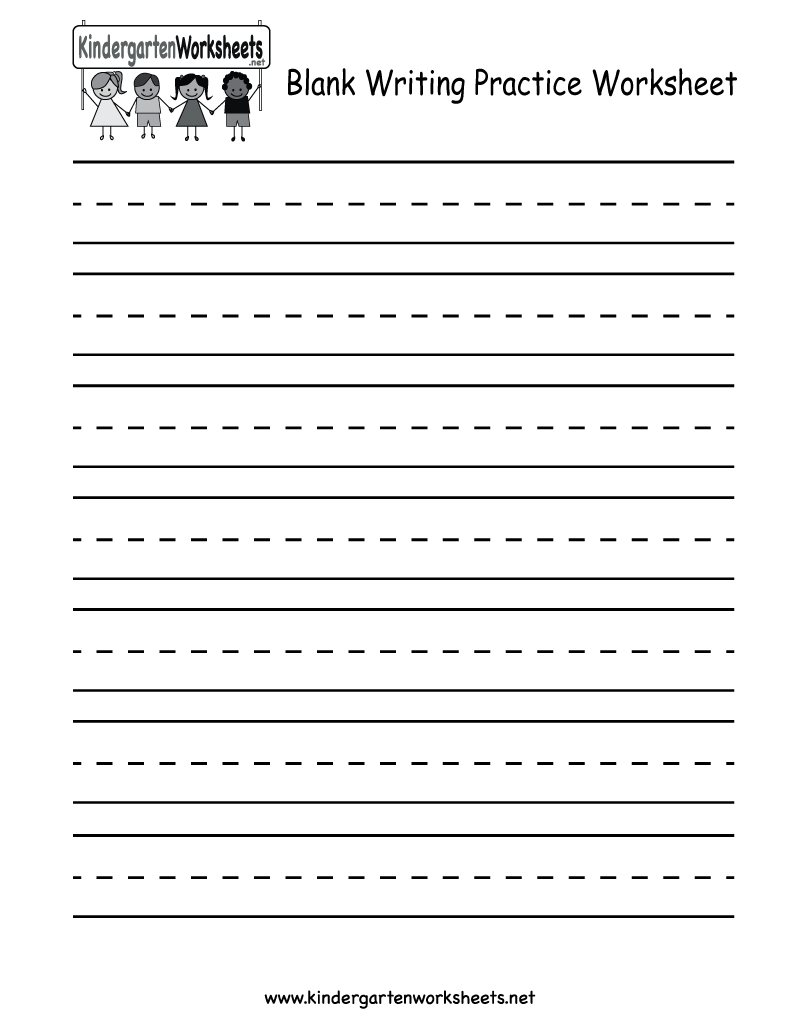 Kindergarten Blank Writing Practice Worksheet Printable | Writing - Blank Handwriting Worksheets Printable Free